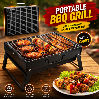 Portable BBQ Maker TL-353 – Lightweight Charcoal Barbecue Grill with Stainless Steel Structure for Outdoor Camping, Family Gatherings & Picnics